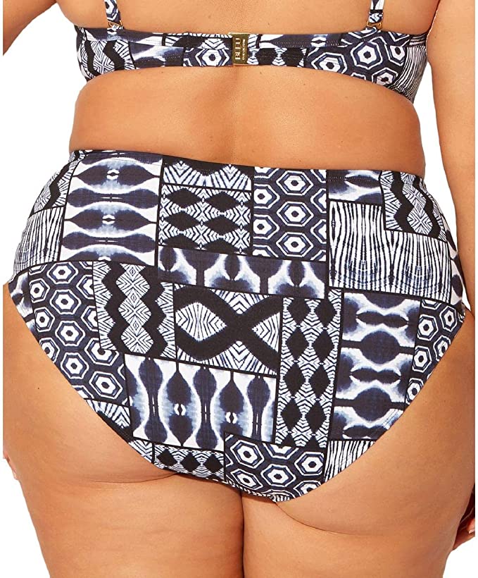 Bleu Rod Beattie Womens Plus Printed High Waist Swim Bottom    Color Navy Multi Size 22W