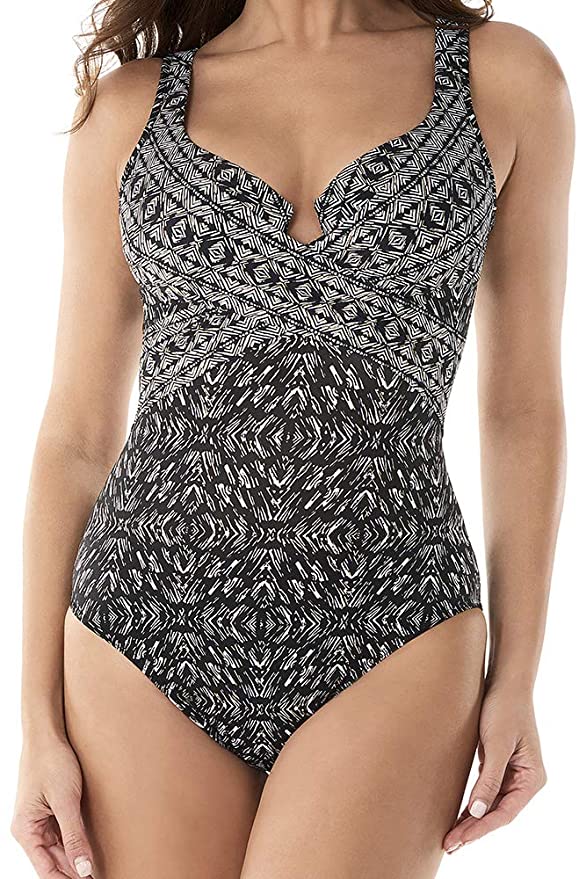 Miraclesuit Women's Swimwear Incan Treasure Criss Cross Escape Sweetheart Neckline Tummy Control One Piece Swimsuit