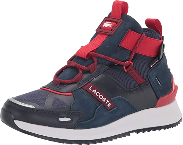 Lacoste Men's Run Breaker High-Top Sneakers  Color Navy/Red Size 8M