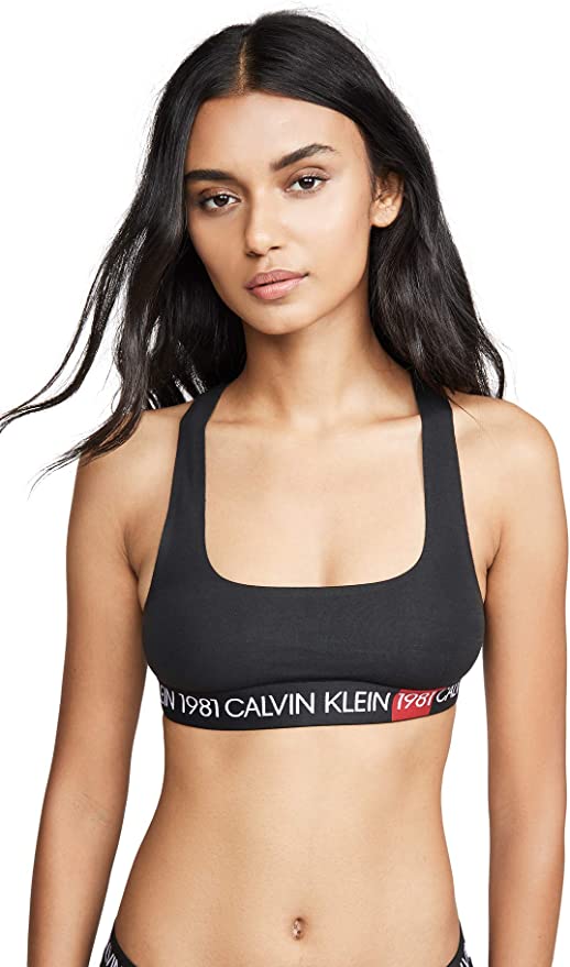 Calvin Klein Women's 1981 Bold Cotton Unlined Bralette  Color Black Size S