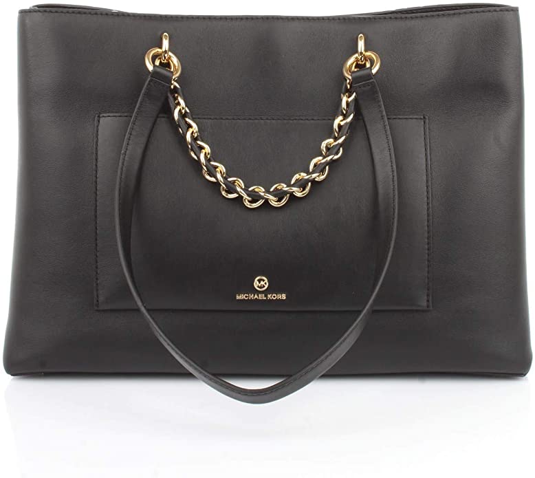 Michael Kors Cece Medium Ribbon Chain Leath BlackGold