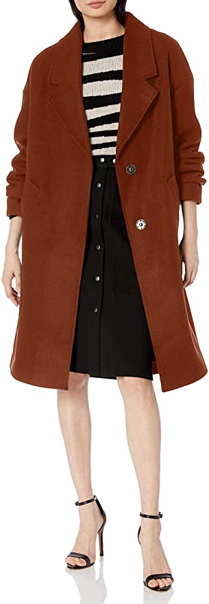 Kendall + Kylie Women's Single Breasted Walker Outerwear   Color RUSTCOPPER Size XS