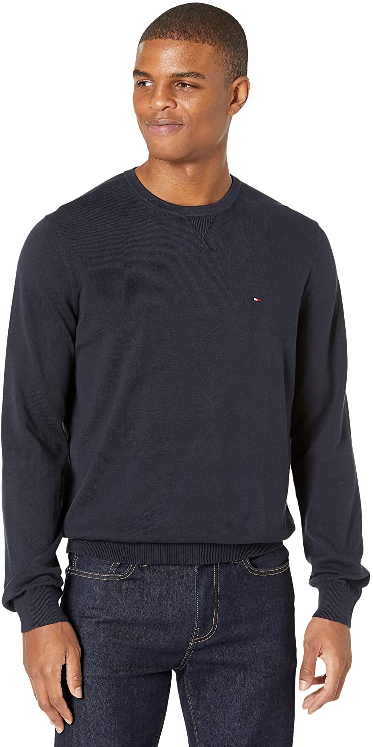 Tommy Hilfiger Men's Solid Crewneck Sweater  Color Sky Captain Size L