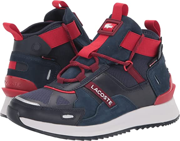 Lacoste Men's Run Breaker High-Top Sneakers  Color Navy/Red Size 8M