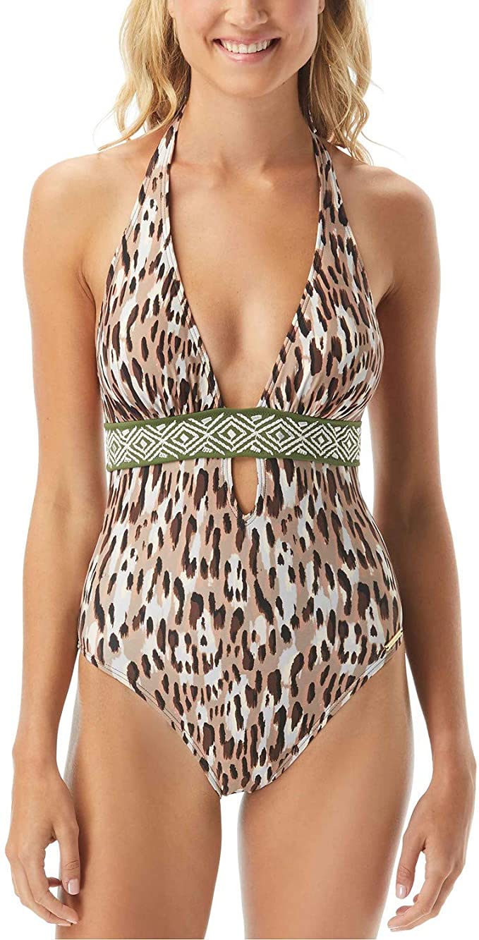 Vince Camuto Women's Feline Halter One-Piece Swimwear  Multicolor Size 4