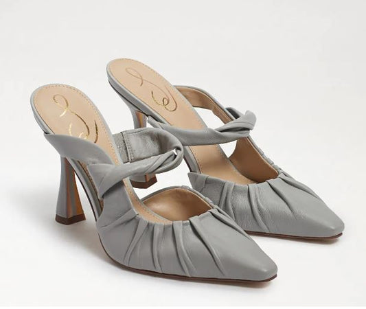 Sam Edelman Women's Tillary Pleated High Heel Mules  Color Pebble Grey Size 7.5M