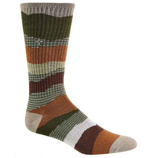 Sun Stone Mens Novelty Printed Crew Socks  Color Brown Shades ONE SIZE