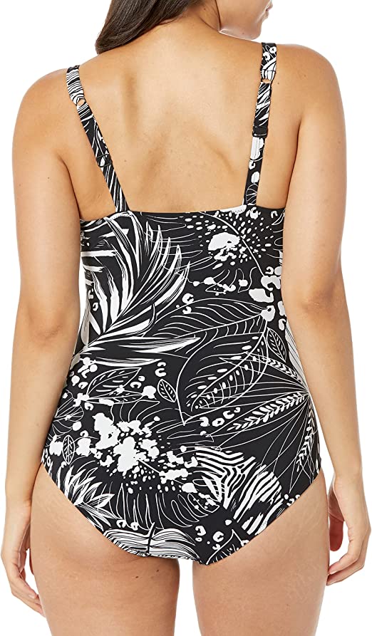 Profile by Gottex Standard Marbella D Cup One Piece Swimsuit  Color Black/White Size 8D