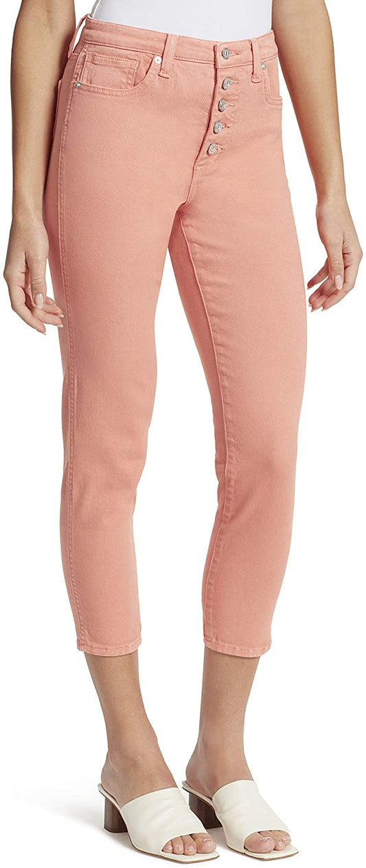 Ella Moss Women's Super High Rise Skinny Cropped Jean  Color: Fusion Coral Size 25