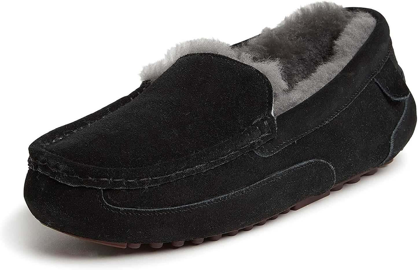 Fireside by Dearfoams Men's Melbourne Shearling Water Resistant Moccasin Slipper   Color: Black Size 10M