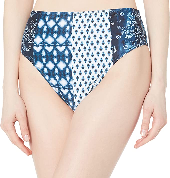 Jessica Simpson Batik Babe High-Waist Bikini Bottoms  Color Dark Navy Size S