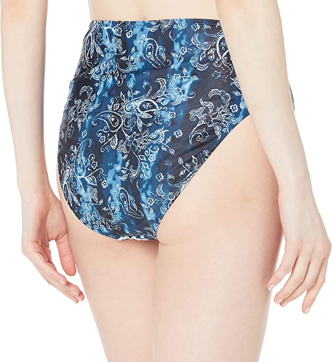 Jessica Simpson Batik Babe High-Waist Bikini Bottoms  Color Dark Navy Size S