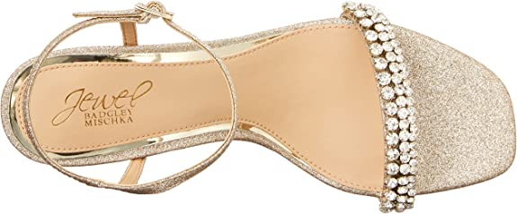 Jewel Badgley Mischka Womens Lori Heeled Sandal  Color Gold-Tone Glitter Size 6.5M