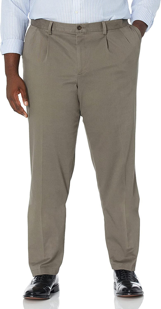 Dockers Men's Classic Fit Easy Pleated Khaki Pants Color Dark Pebble 44Wx30L