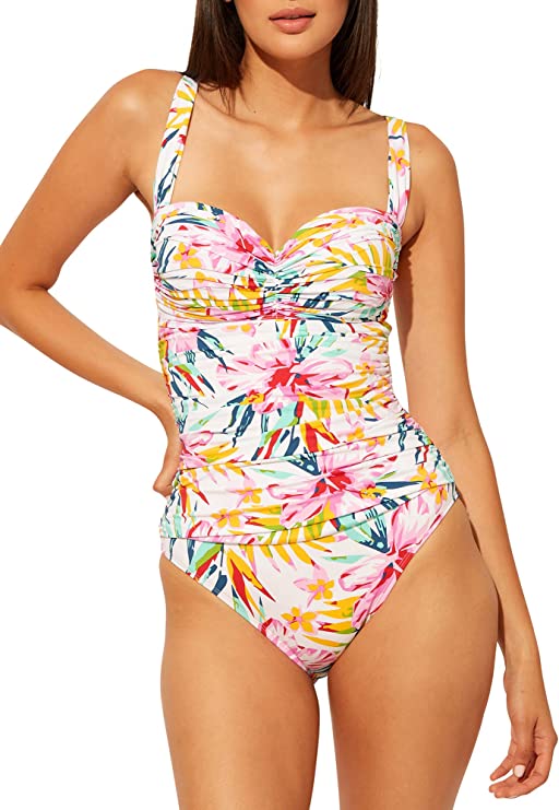 Bleu Rod Beattie Beachy Keen Shirred Bandeau One-Piece Swimsuit  Multicolor Size 6