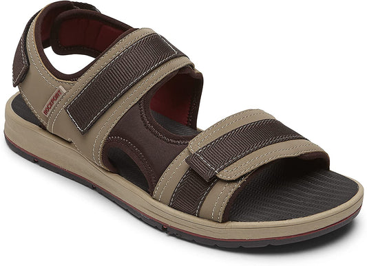 Rockport Men's Lucky Bay Sport 3 Strap Sandals  Color Tan Nbk Size 8M