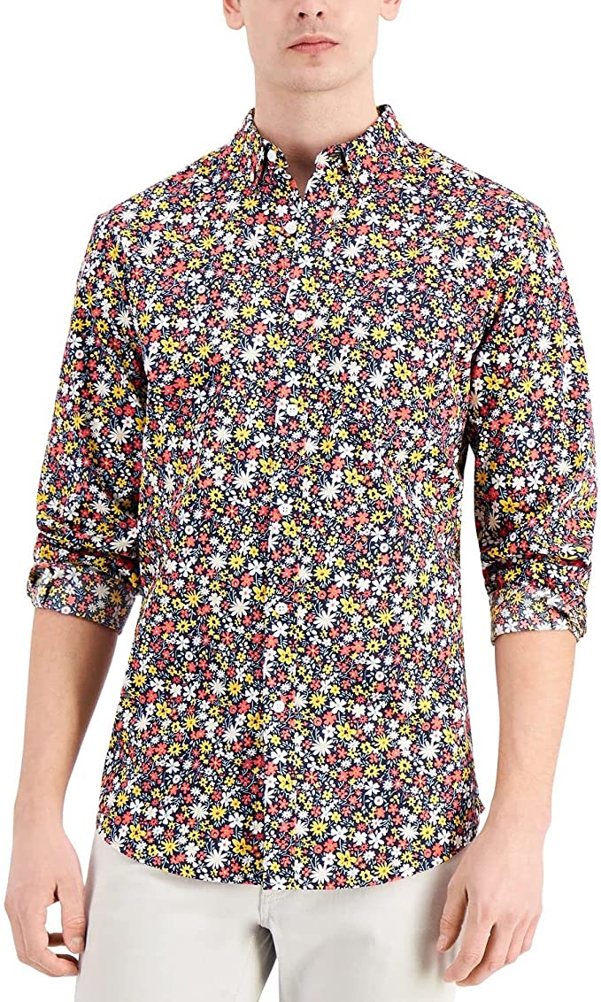 Club Room Men's Shirt Medium Ryder Floral-Print Button-Up   Multicolor  Size M