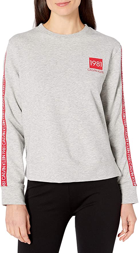 Calvin Klein Women's 1981 Long Sleeve Sweatshirt  Color Gray Heather Size L