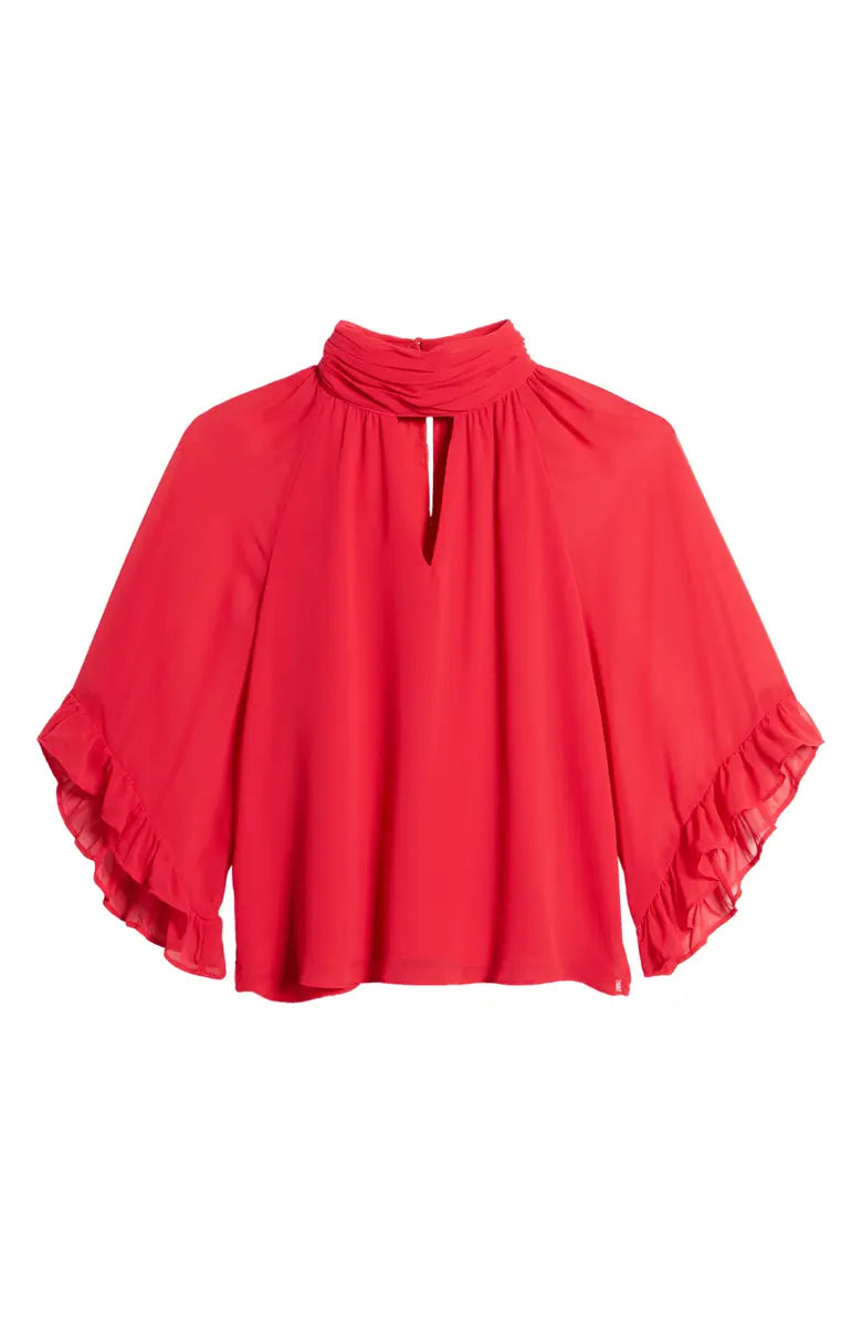 VINCE CAMUTO Flutter Sleeve Blouse  Color Autumn Fuchsia Size S