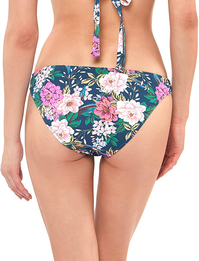 Jessica Simpson Women's Mix & Match Floral Bikini Swimsuit Bottom  Color Dark Navy Multi Size L