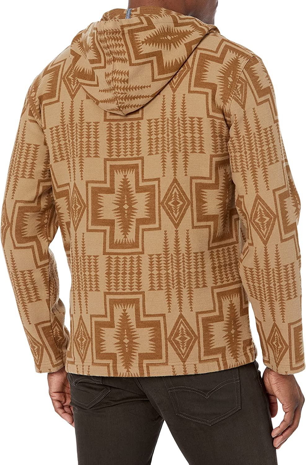 Pendleton Men's Driftwood Cotton Chamois Hoody  Color Tan/Brown Harding Jacquard Size M