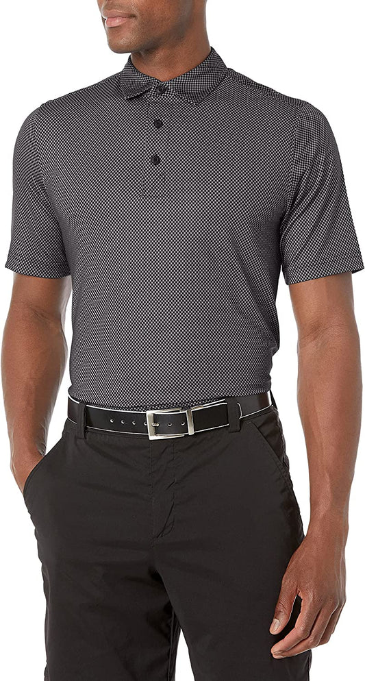 Cutter & Buck Men's Big & Tall Drytec UPF 50 Lightweight Pike Mini Pennant Print Polo Shirt  Color Black Size 1XB