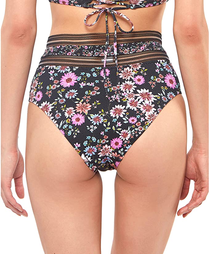 Jessica Simpson Mix Match Floral Bikini Bottoms  Color Black Multi Size S