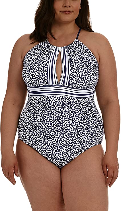 La Blanca Plus Size Keyhole Mio One Piece Swimsuit  Color Indigo Size 18W