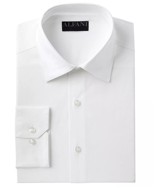 Alfani Men's Slim Fit 2-Way Stretch Performance Solid Dress Shirt  Color White Size 16/16.5-32/33