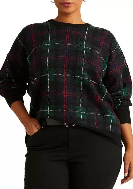 Lauren Ralph Lauren Plus-Size Plaid Merino Wool  Color Sw Holiday Plaid Red/Navy Size 3X