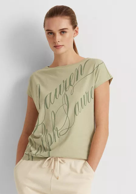 Lauren Ralph Lauren Script-Logo Cotton-Blend T-Shirt  Color Red (Picture is Green) Size L