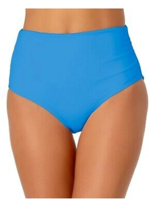 Anne Cole Stretch Ruched Lined High Waisted Swimsuit Bottoms  Color Blue Size XL