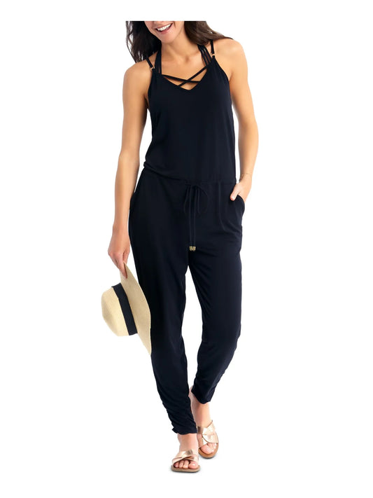 California Waves Juniors Jumpsuit Cover-Up  Color Black Size L