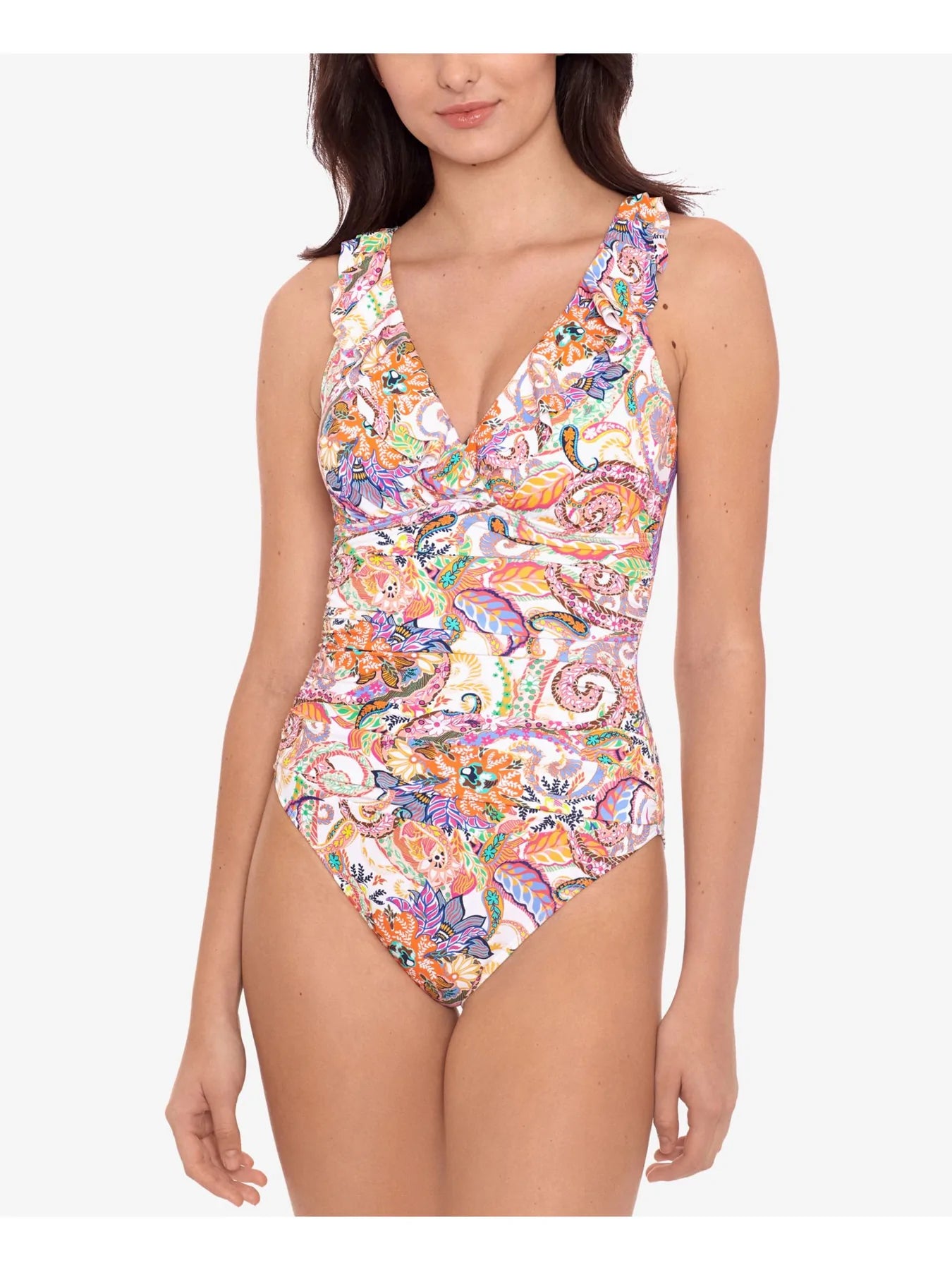 LAUREN RALPH LAUREN Tummy Control Underwire Lined One-Piece Swimsuit  Multicolor Size 6