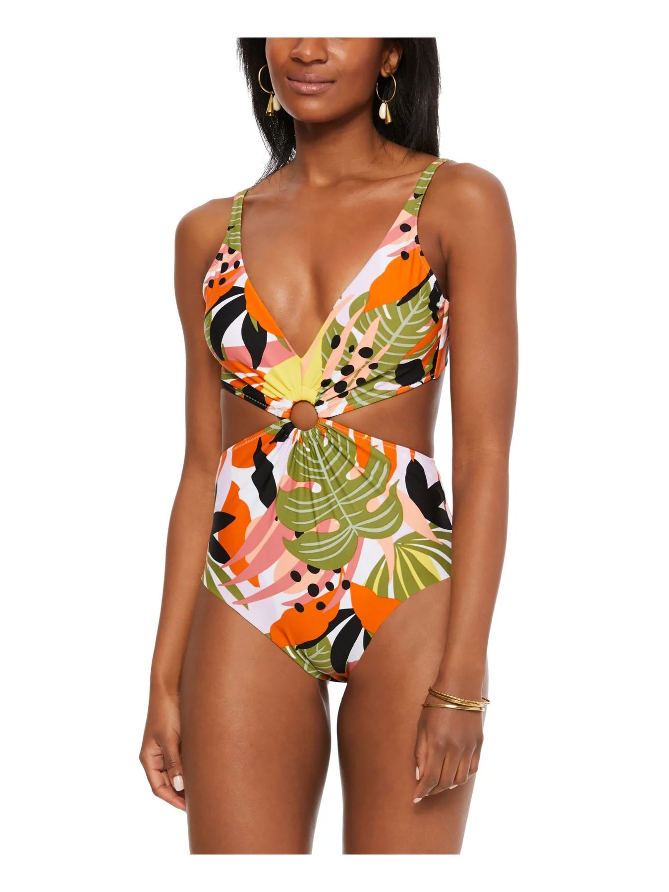 BAR III Women's Printed  One Piece Swimsuit  Multicolor Size XL