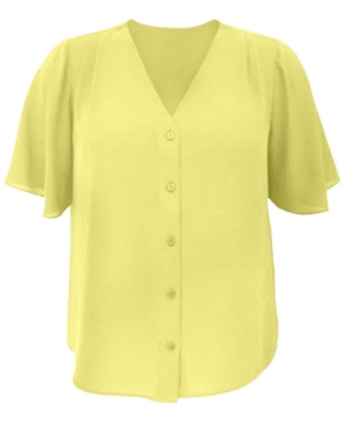 Alfani Women's V-Neck Blouse   Color Yellow  Size L