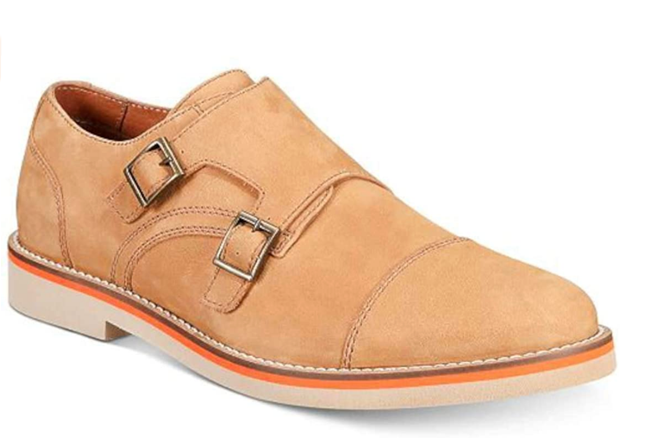 bar III Men's Baxter Monk Fabric Buckle Dress Oxfords  Color Tan