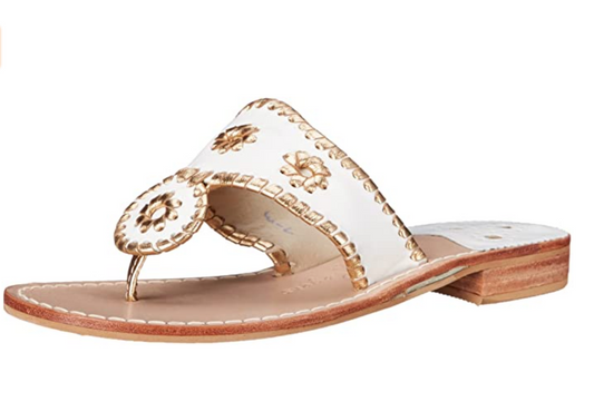 Jack Rogers Women's Nantucket Gold Thong Sandal Color: White/Gold Size: 9.5M