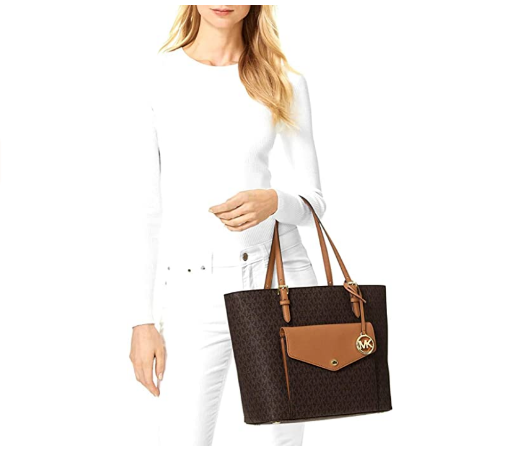 MICHAEL KORS JET SET SIGNATURE POCKET TOTE HANDBAG