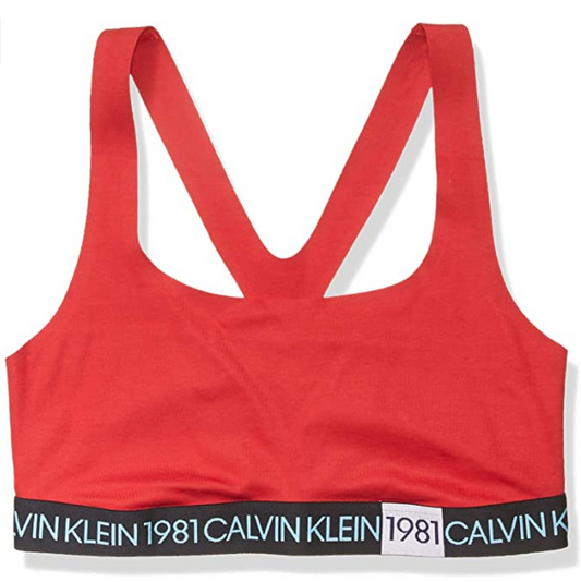 Calvin Klein Women's 1981 Bold Cotton Unlined Bralette  Color Red Size XS