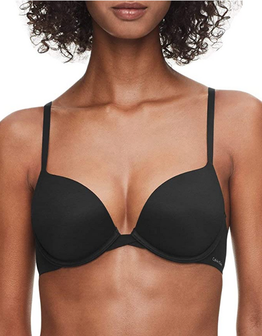 Calvin Klein Women's Perfectly Fit Push Up Plunge Memory Touch Bra  Color Black Size 32B