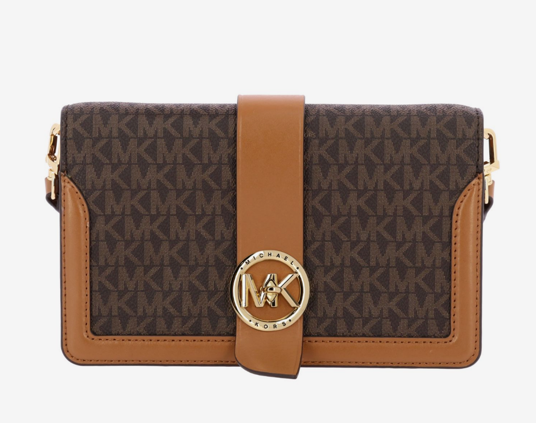 Michael Kors Mk Charm Medium Triple Gusset BrownAcornGold