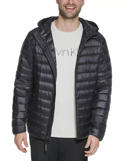 CALVIN KLEIN Men's Hooded Packable Down Jacket  Color Black Size M