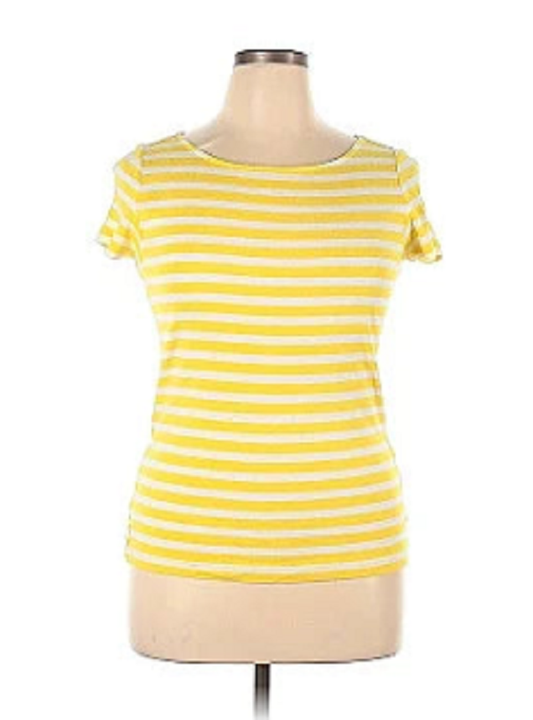 Lauren Ralph Lauren Petites Striped Boatneck Top   Color Yellow Size PS