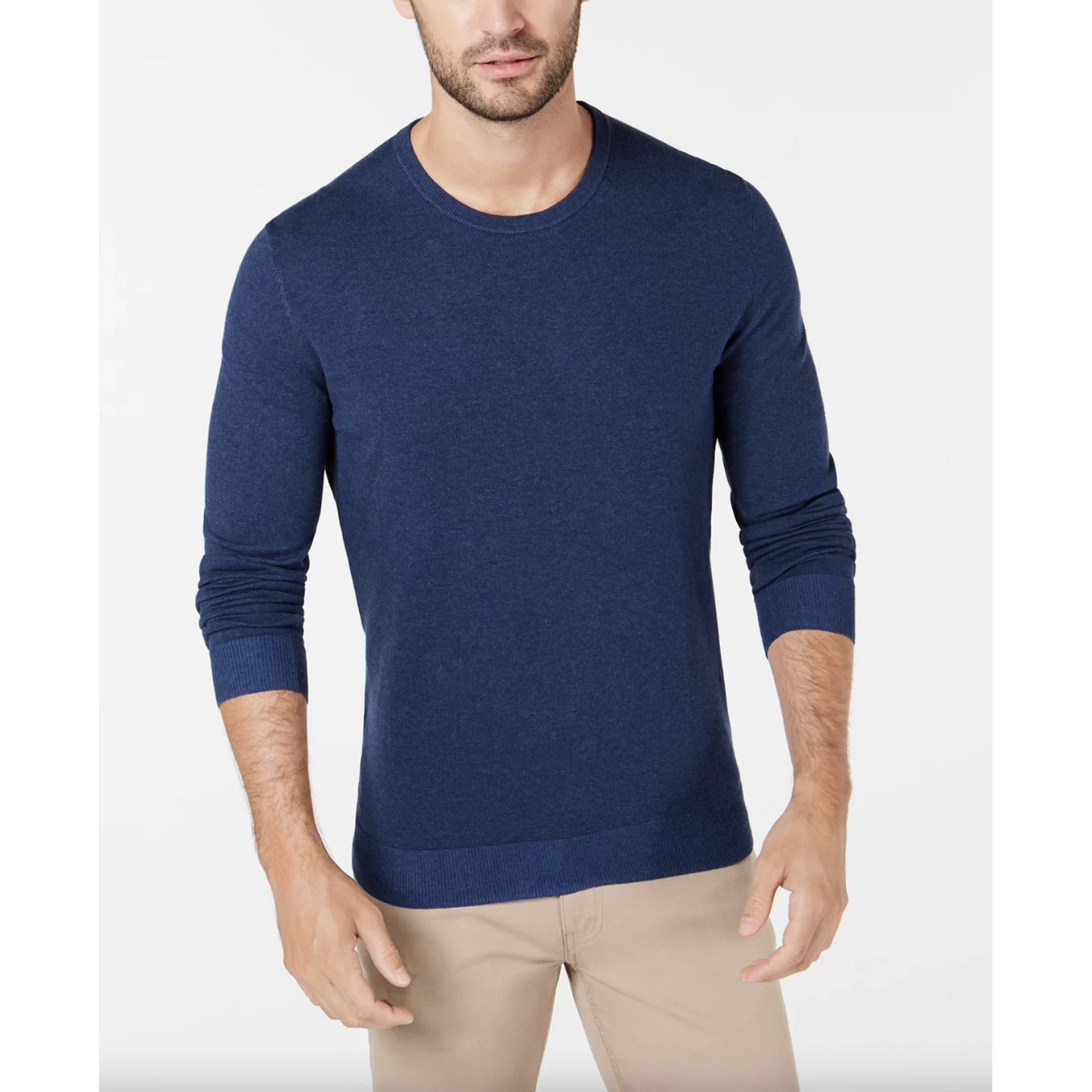 Alfani Men’s Solid Crewneck Sweater   Color Indigo Size M