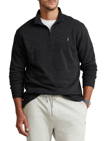 Polo Ralph Lauren Men's Big & Tall Quarter-Zip Sweater Color Black Marl Heather Size 2LT