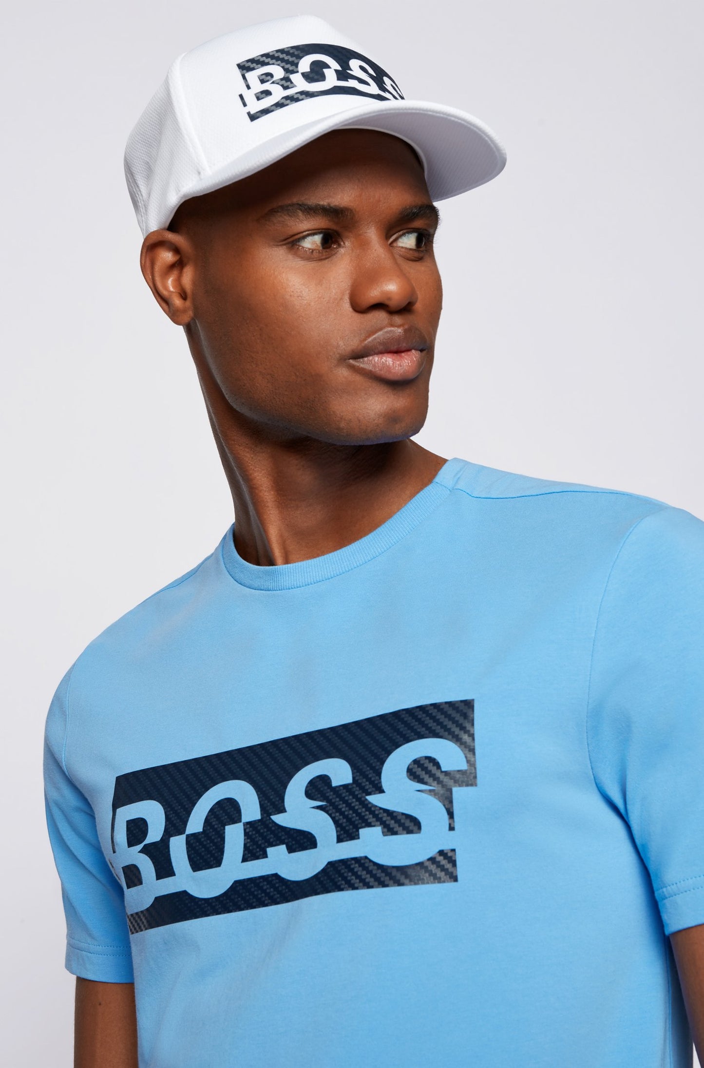 BOSS Men's Stretch-Cotton T-Shirt w/Logo Artwork  Color Blue Size S