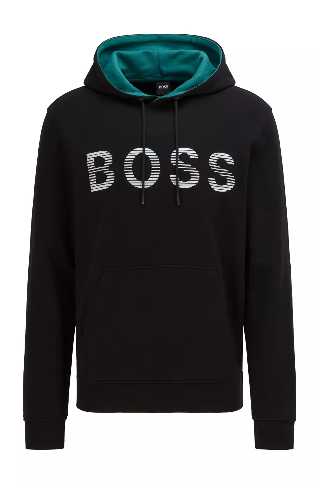 Boss HOODED SWEATSHIRT IN FRENCH TERRY COTTON WITH METALLIC LOGO   Color Black Size XL