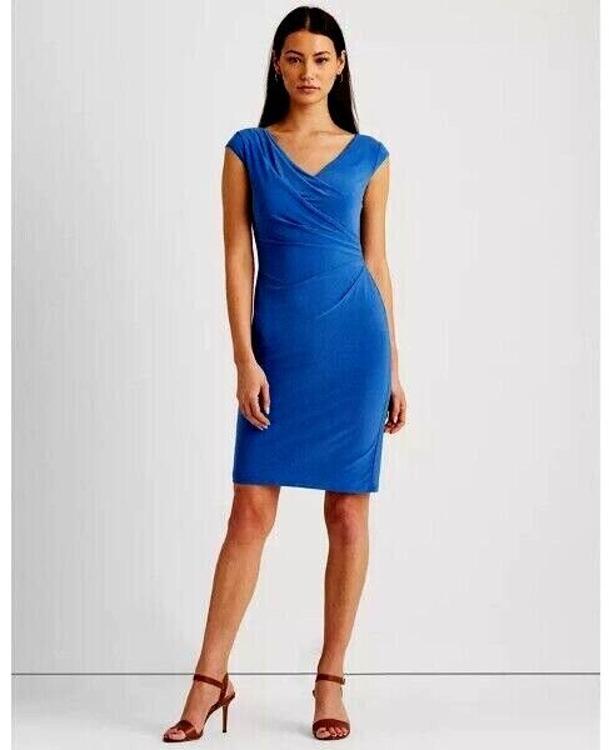 LAUREN RALPH LAUREN Women's Pleated Jersey Dress  Color Royal Cobalt Size 12