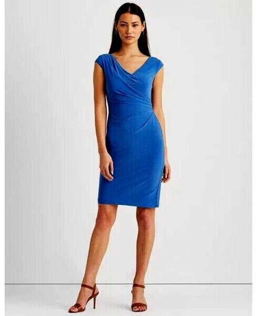 LAUREN RALPH LAUREN Women's Pleated Jersey Dress  Color Royal Cobalt Size 12